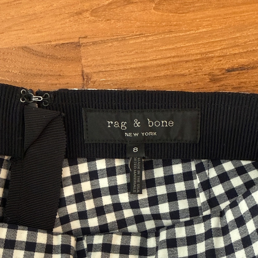 NWOT Rag & Bone Simone Black White Gingham High-Rise Pants size 8